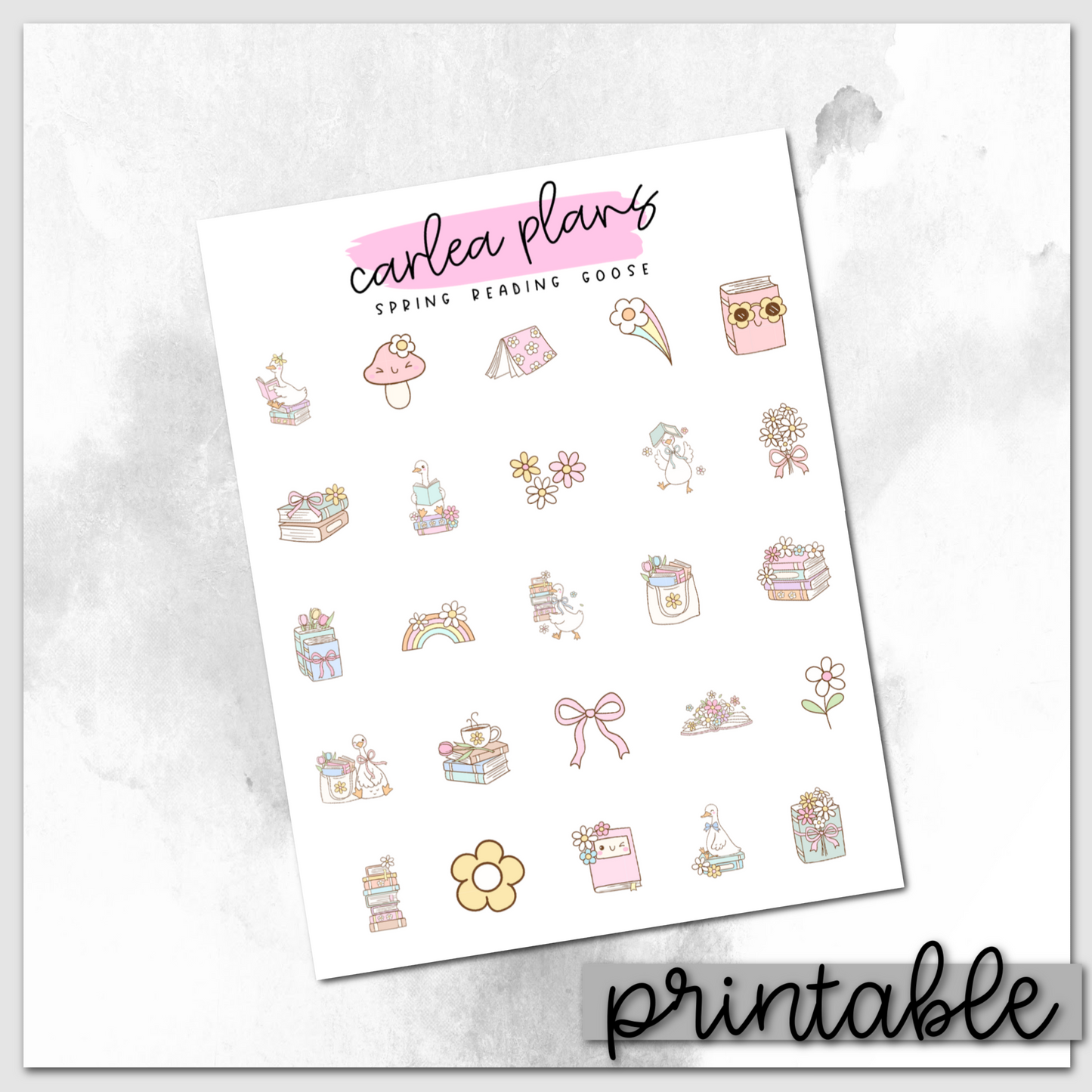 Spring Reading Goose Deco | Printable Icons