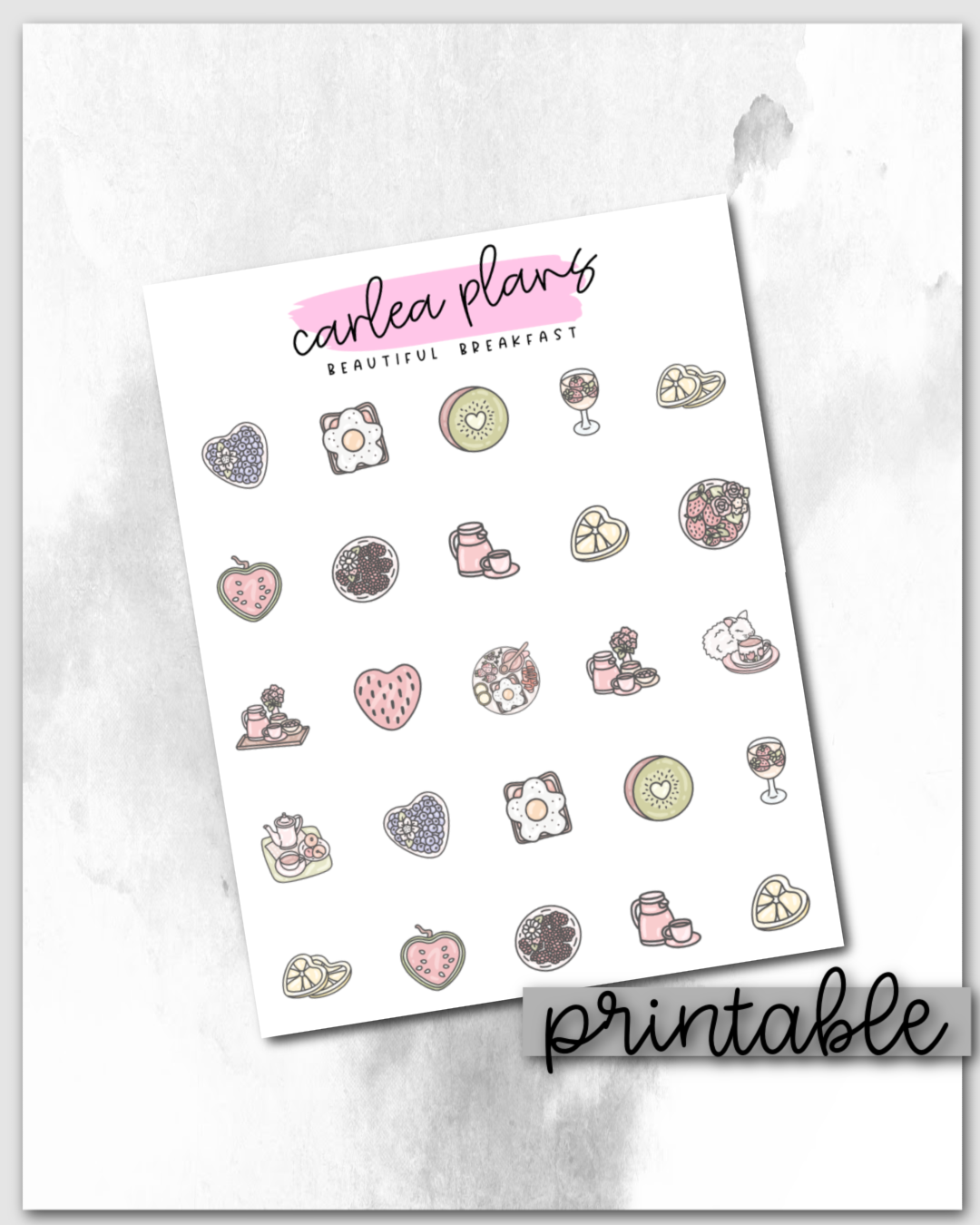 Beautiful Breakfast Deco | Printable Icons