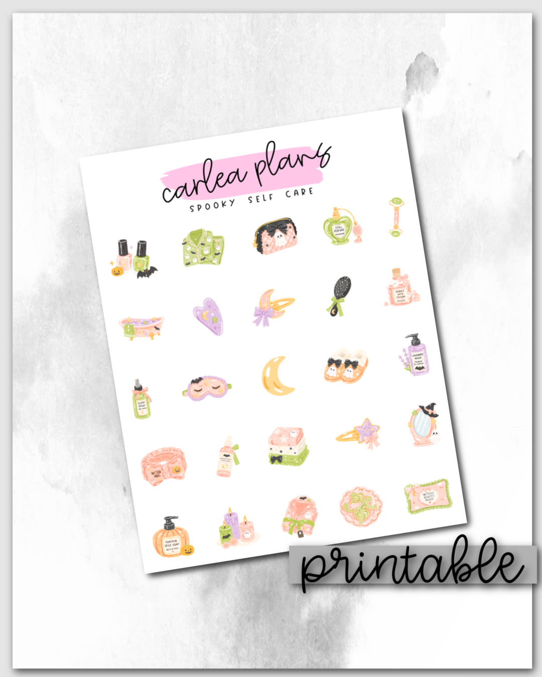 Spooky Self Care Icons | Printable Icons