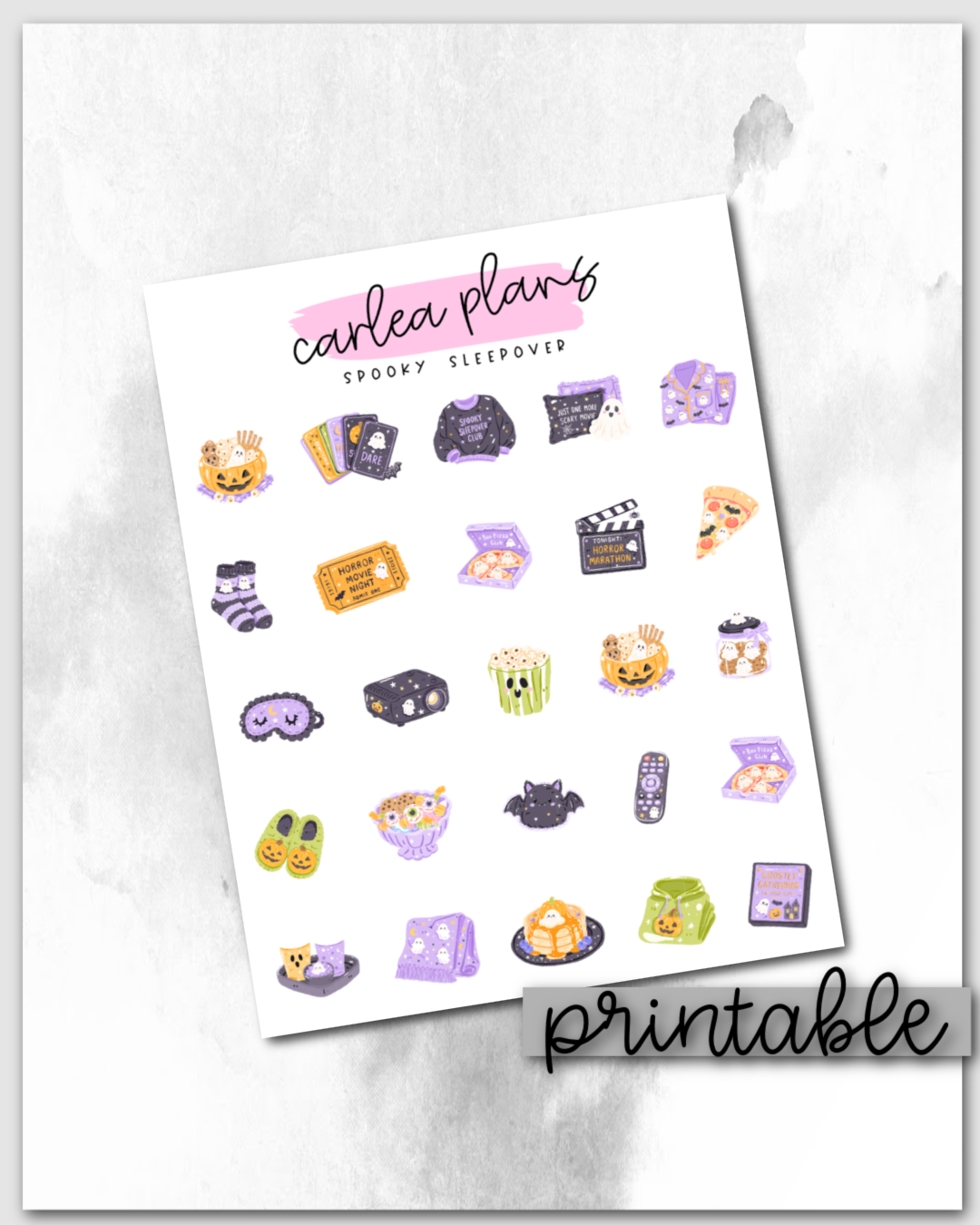 Spooky Sleepover Icons | Printable Icons