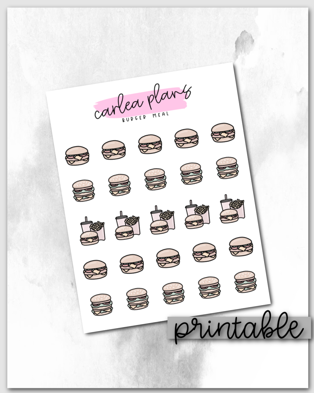 Burger Meal Icons | Printable Icons