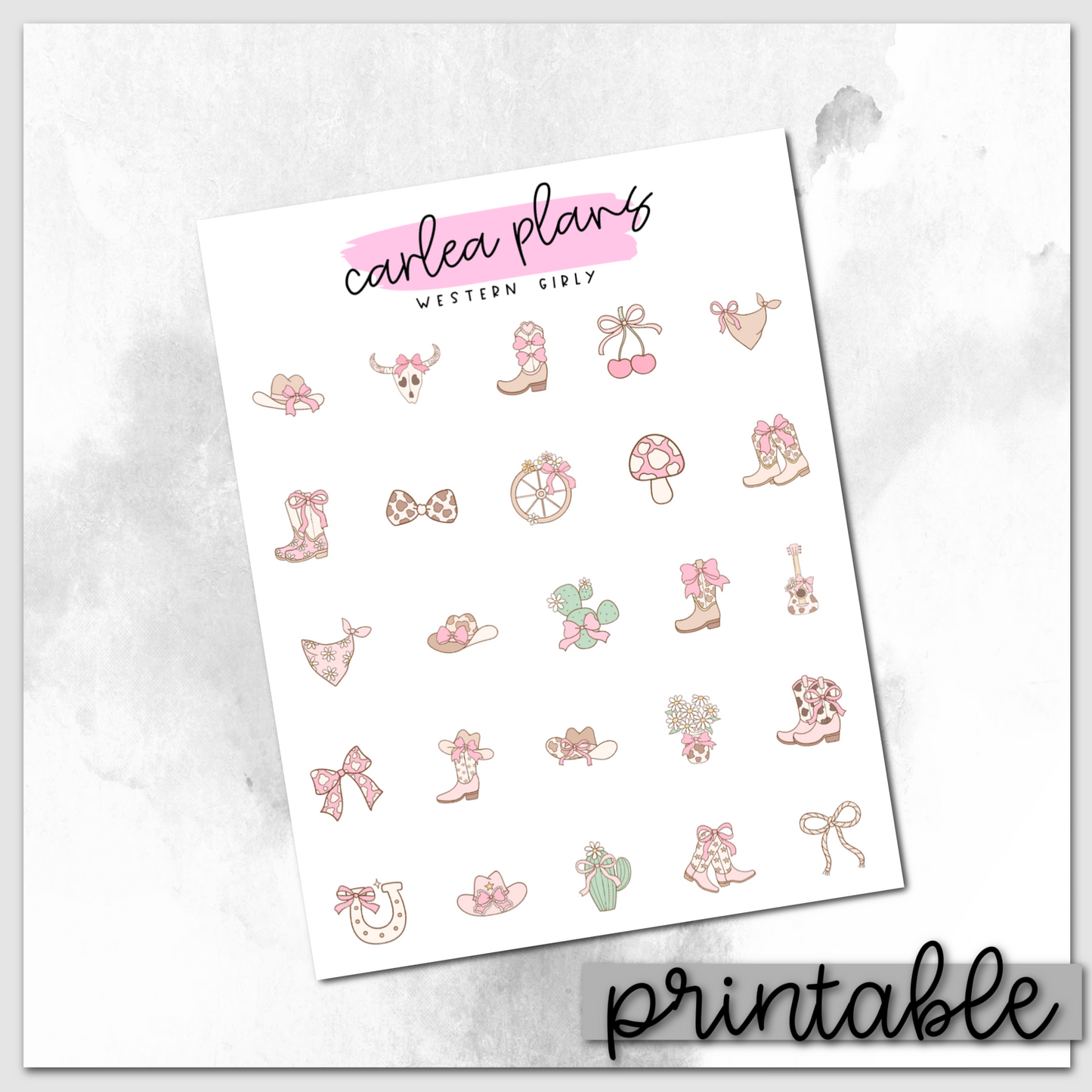 Western Girly Deco | Printable Icons