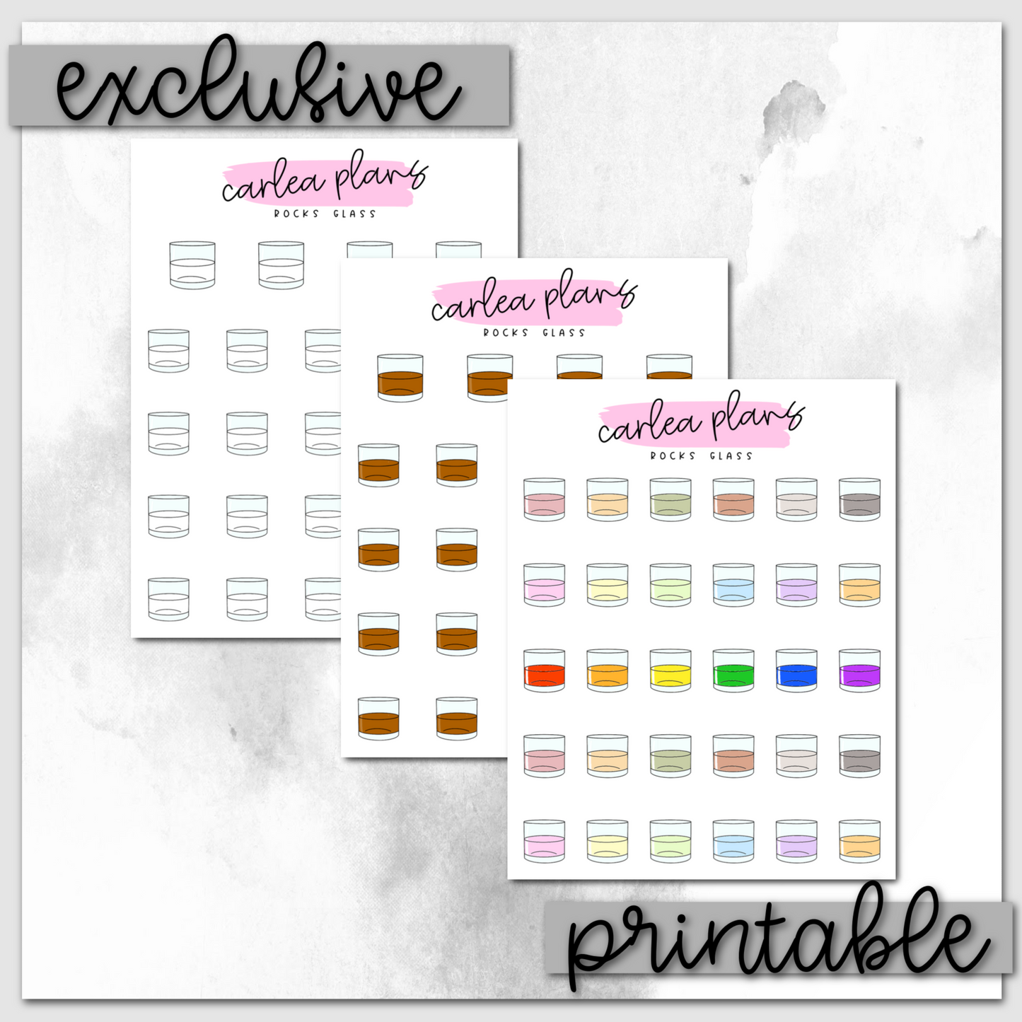 Rocks Glass Icons | Printable Icons