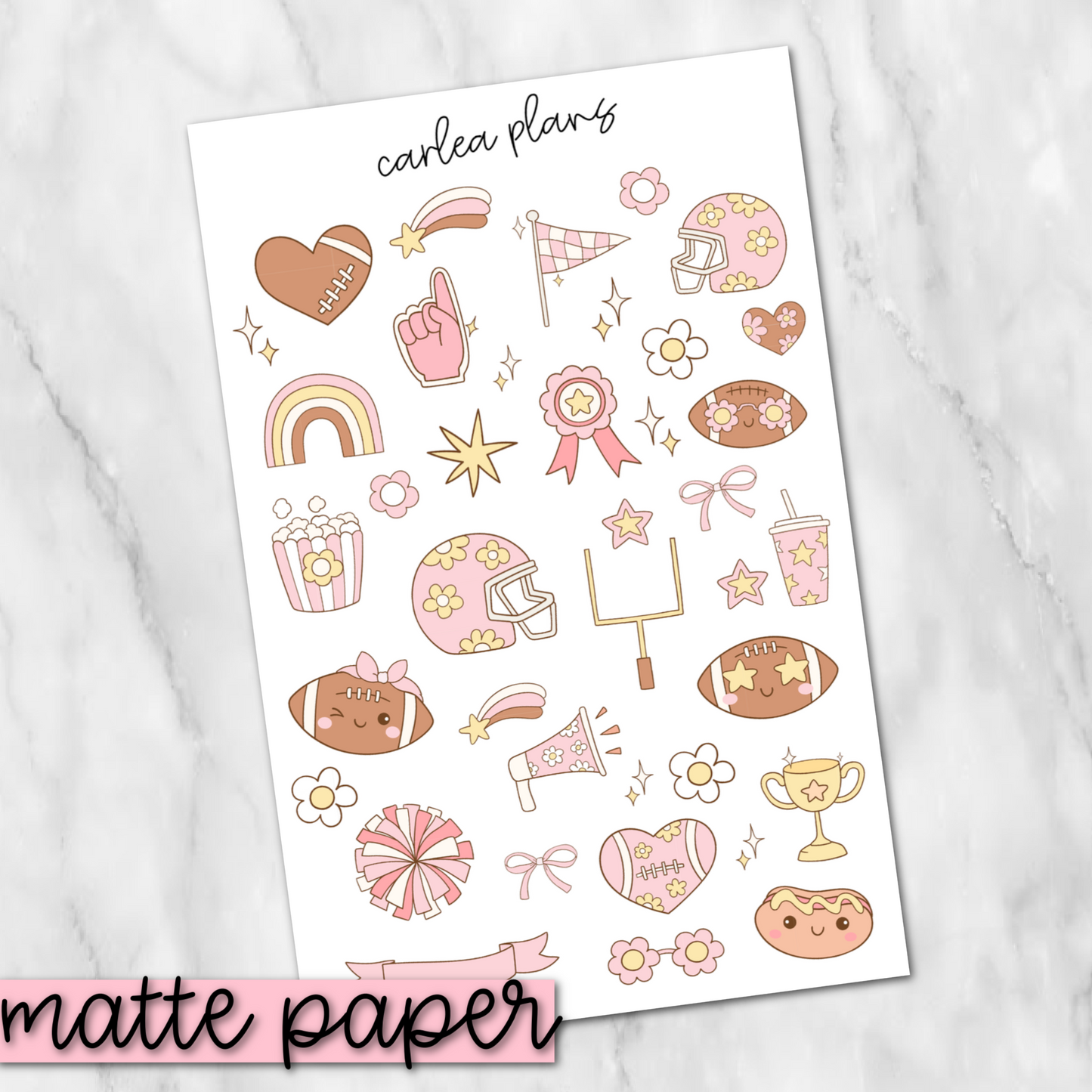 Groovy Football Deco | Matte Paper | Journaling Stickers