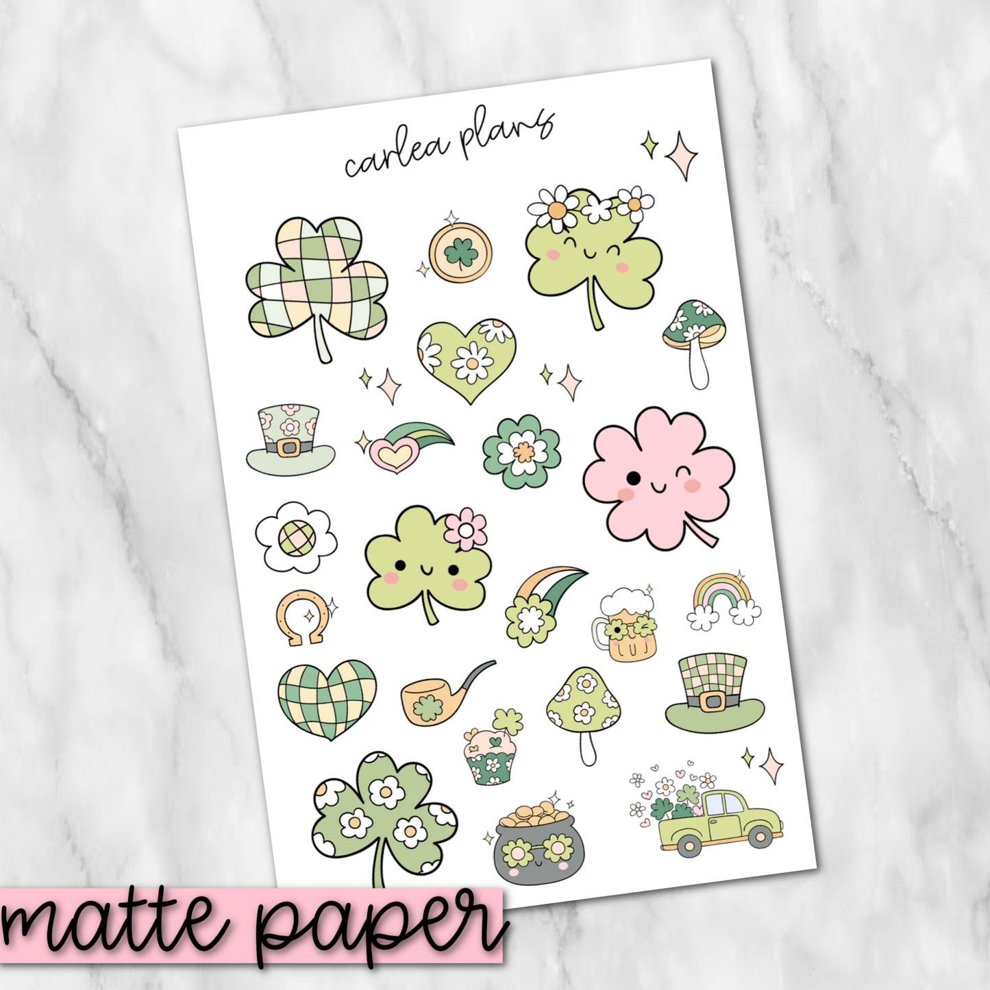 Groovy St Patrick's Deco | Matte Paper | Journaling Stickers