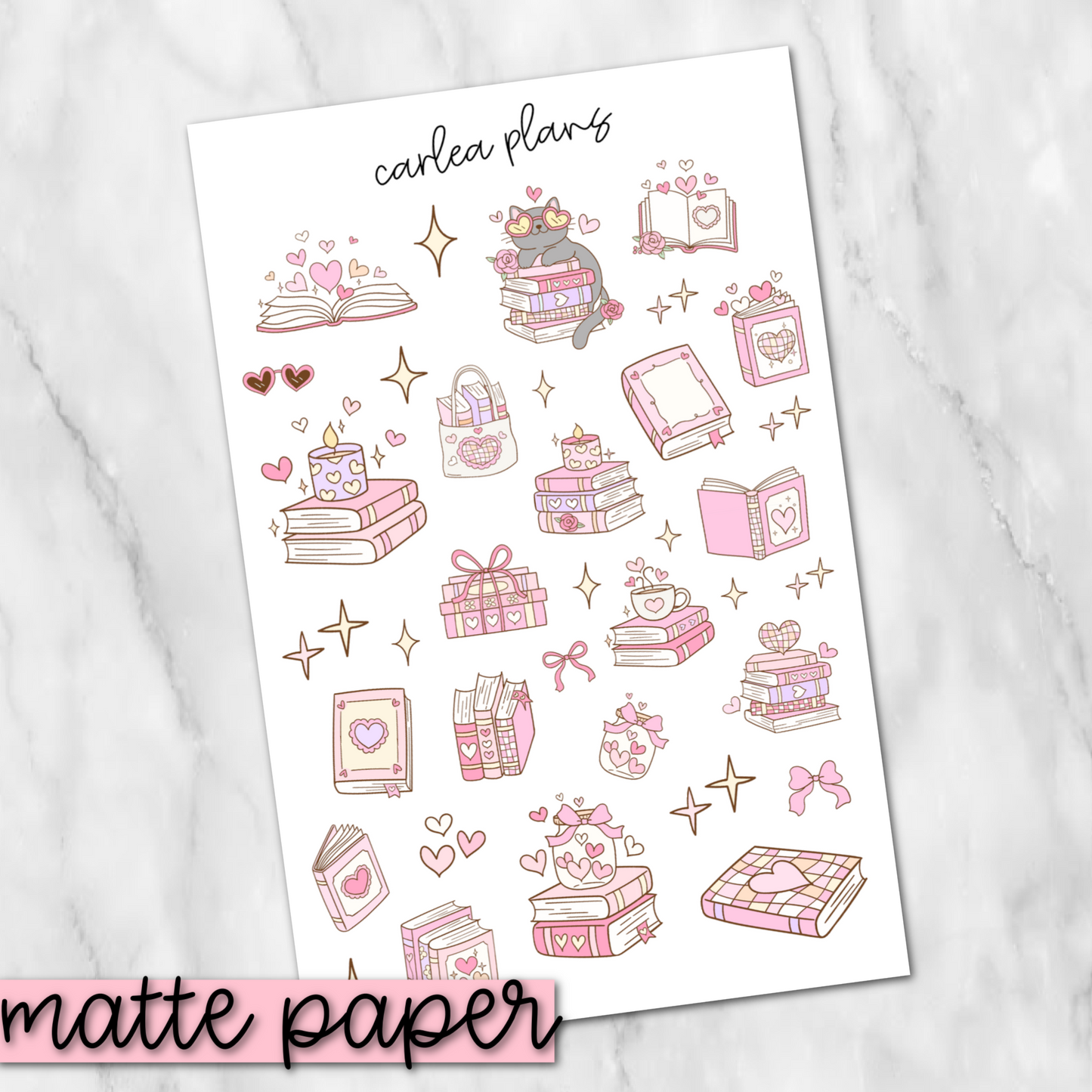 Valentine's Reading Deco | Matte Paper | Journaling Stickers