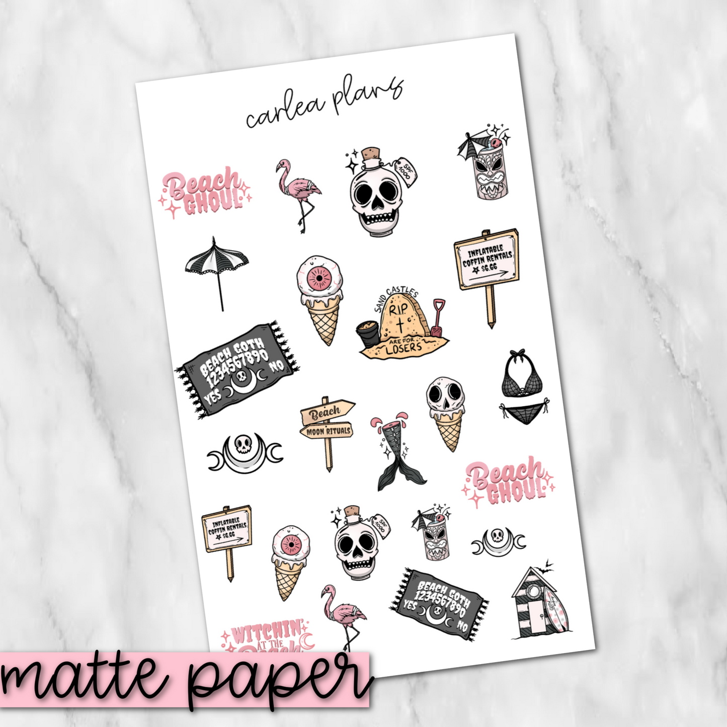 Beach Goth Classic Deco | Matte Paper | Journaling Stickers