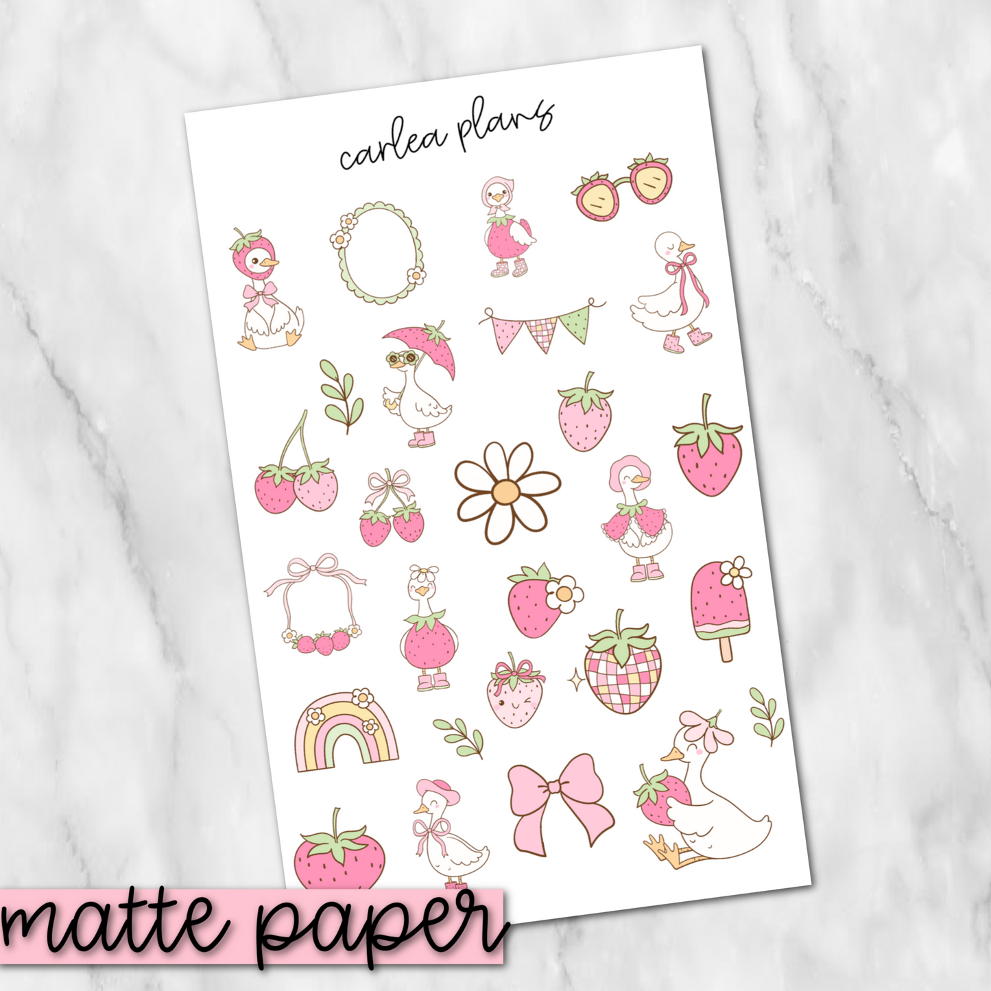 Strawberry Goose Deco | Matte Paper | Journaling Stickers