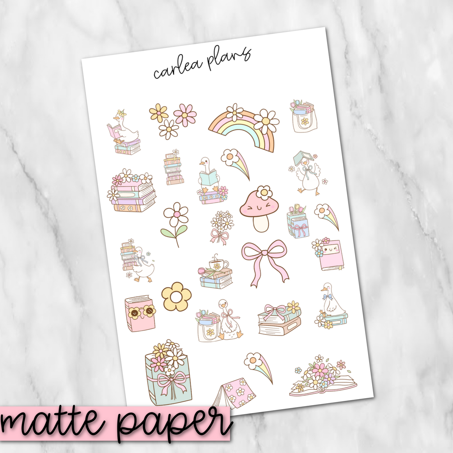 Spring Reading Goose Deco | Matte Paper | Journaling Stickers