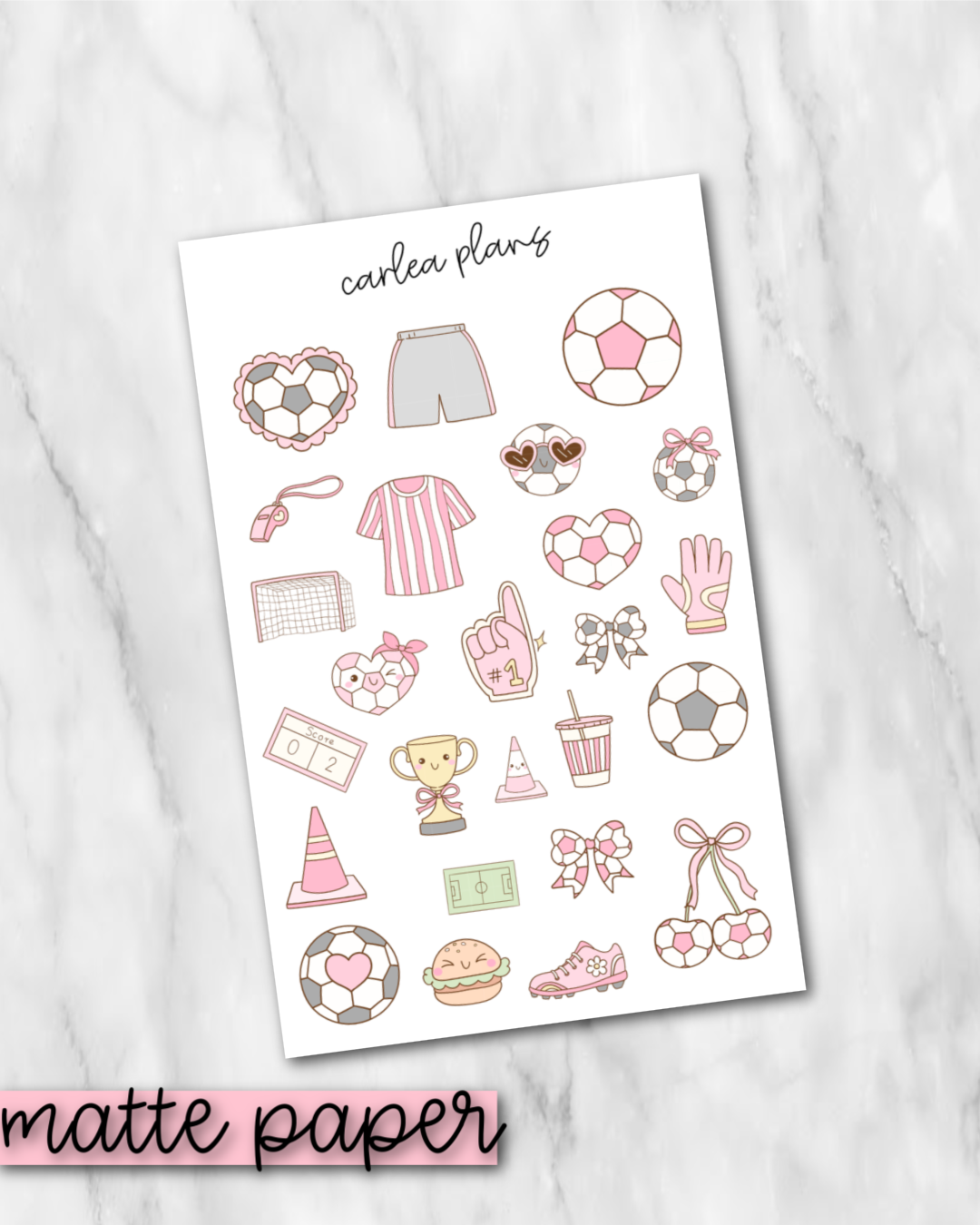 Girly Soccer Deco | Matte Paper | Journaling Stickers
