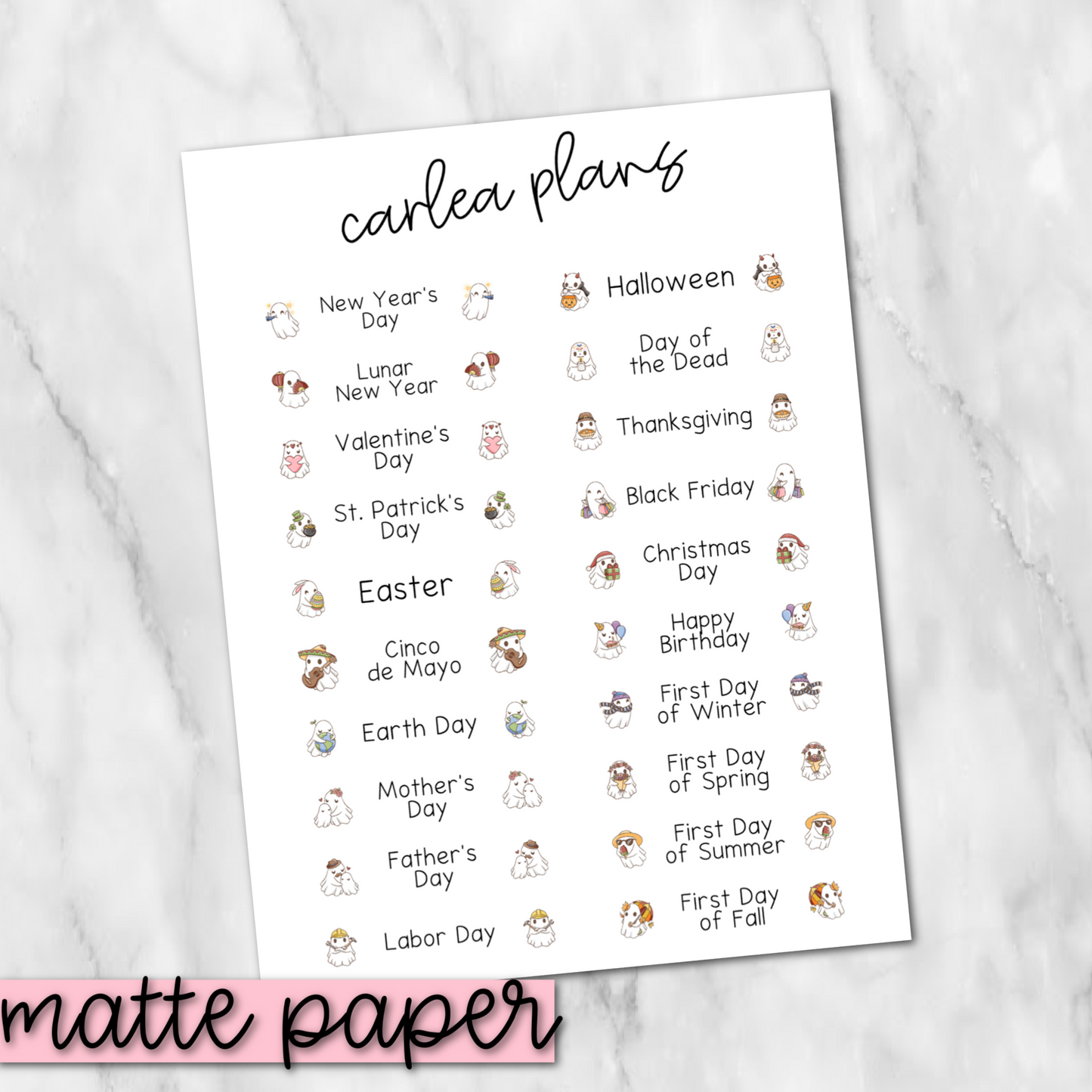 Ghostie Holidays | Matte Paper | Planner Stickers