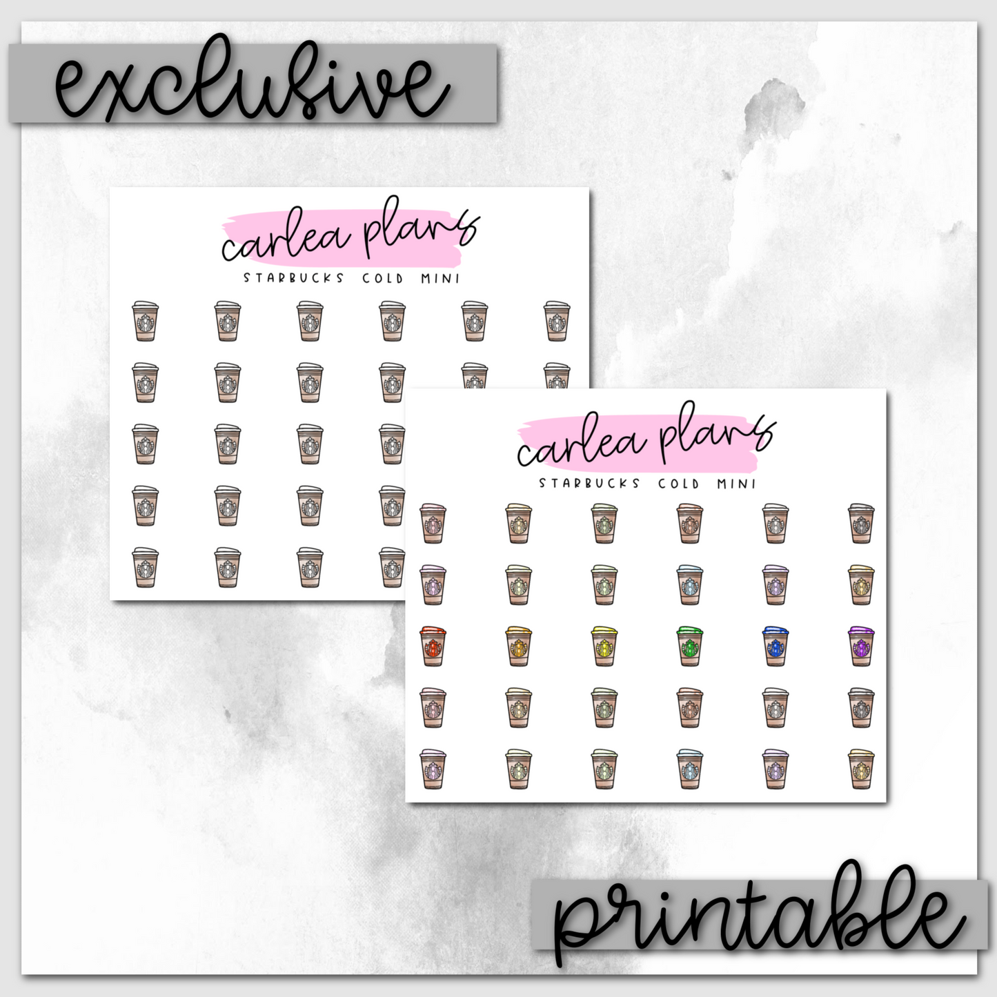 Sbucks Cold Cup Mini Icons | Printable Icons