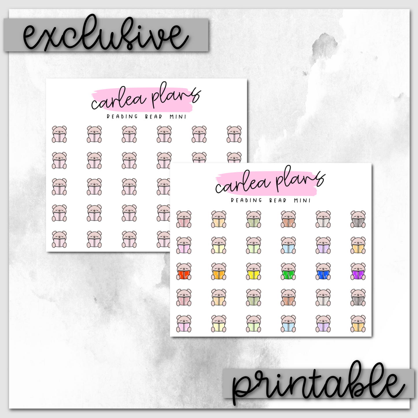 Reading Bear Mini Icons | Printable Characters