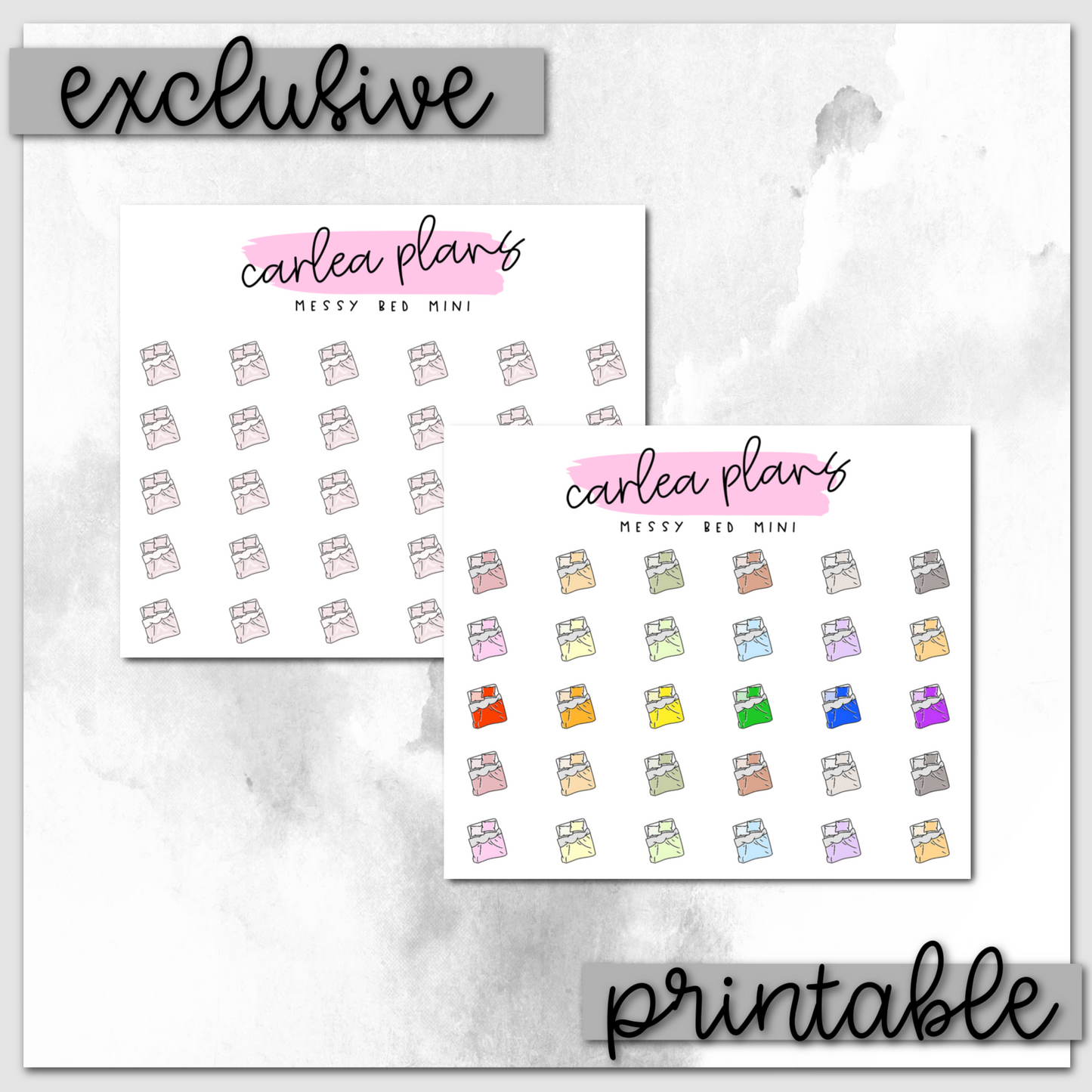 Messy Bed Mini Icons | Printable Icons
