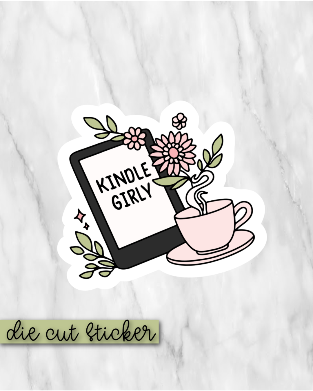Kindle Girly Die Cut Sticker