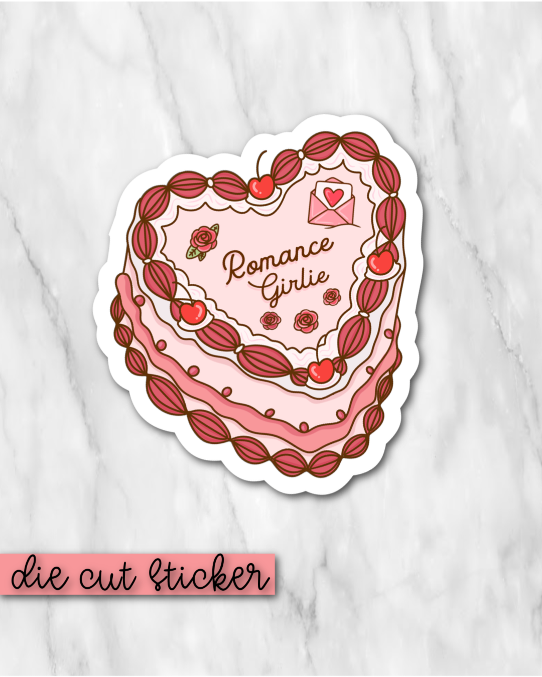 Romance Girlie Cake Die Cut Sticker
