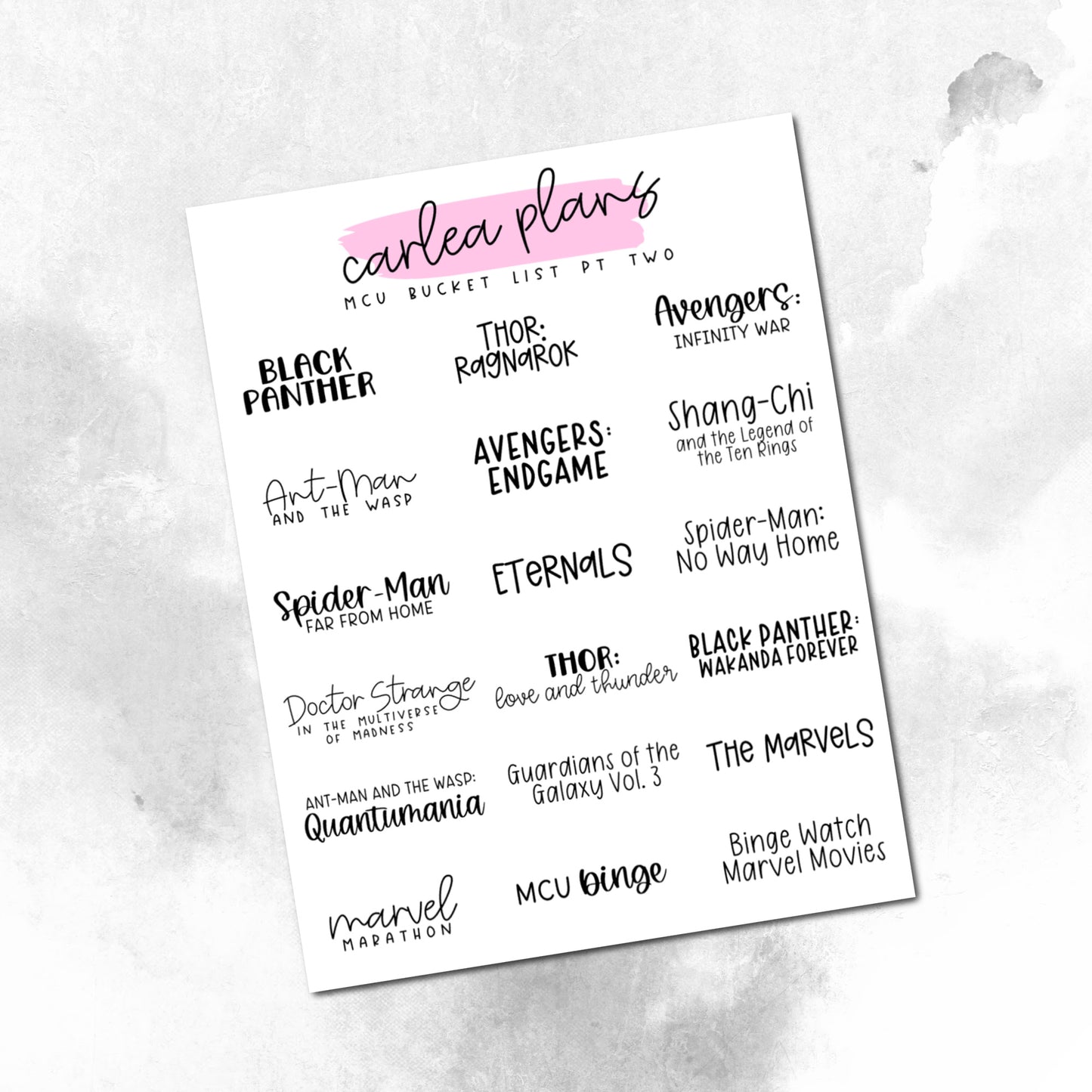 Movie Bucket Lists