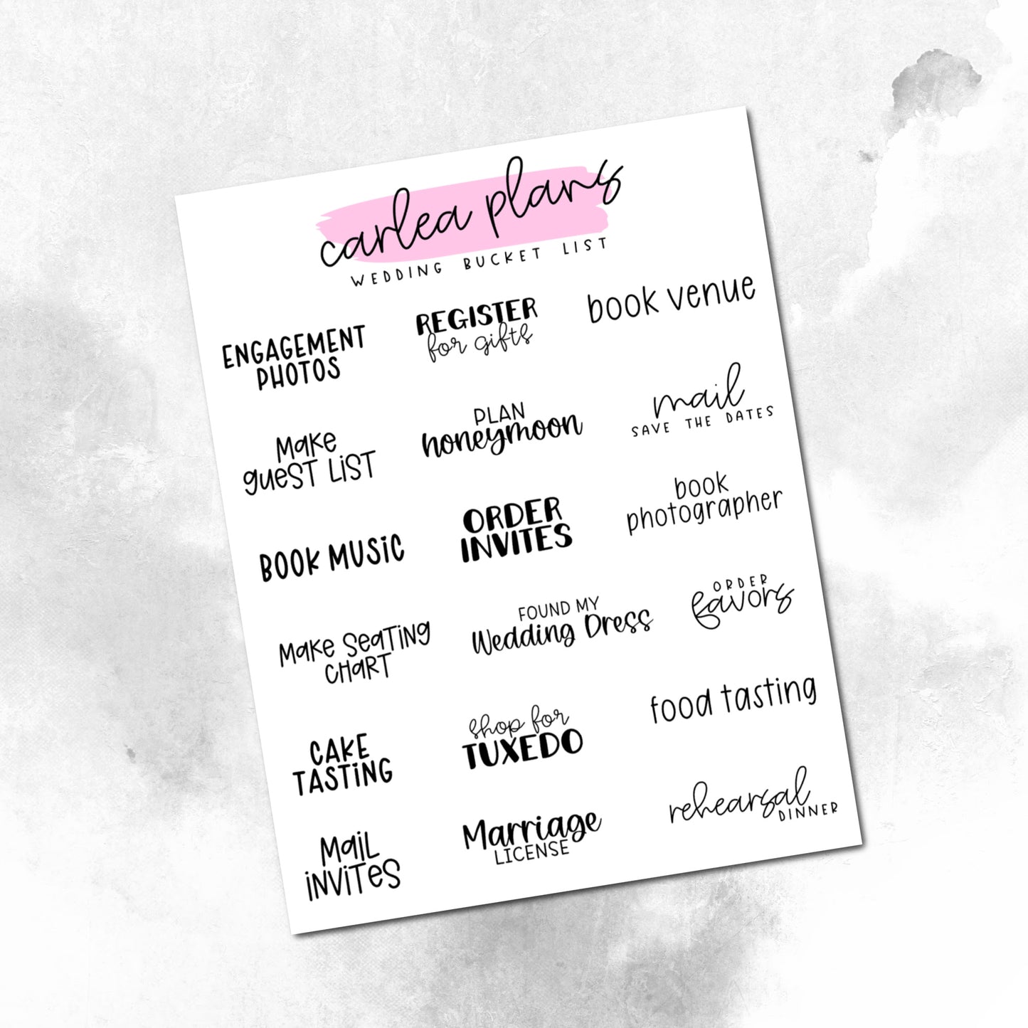 Wedding Bucket List Scripts