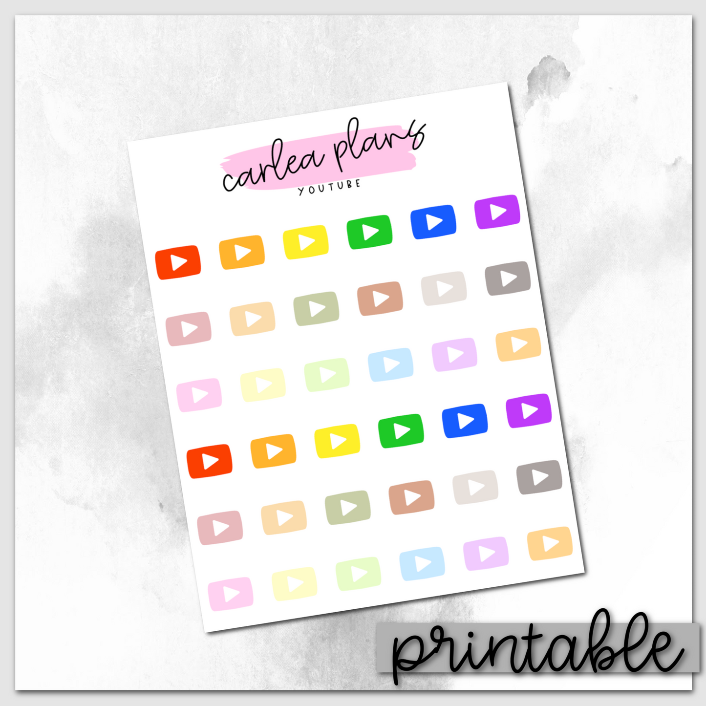 YouTube Play Button Icons | Printable Icons