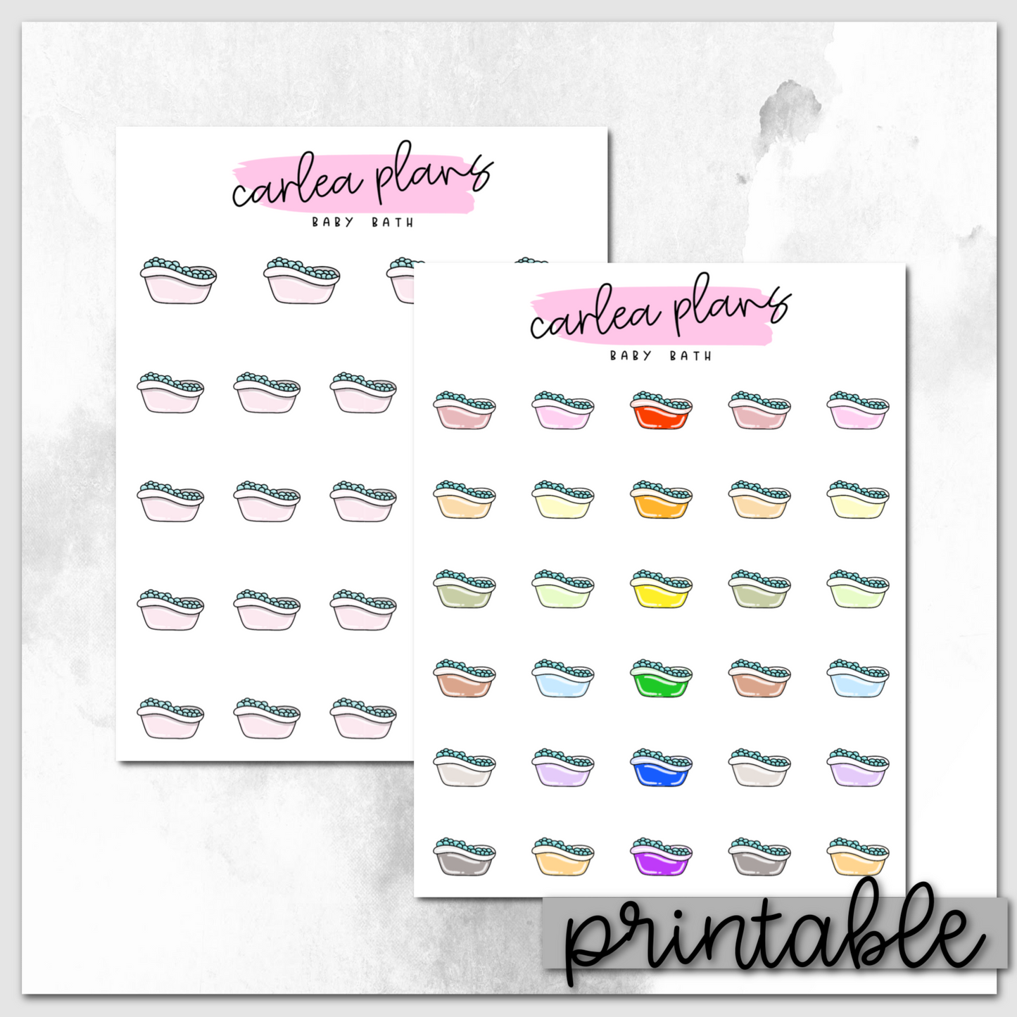 Baby Bath Icons | Printable Icons
