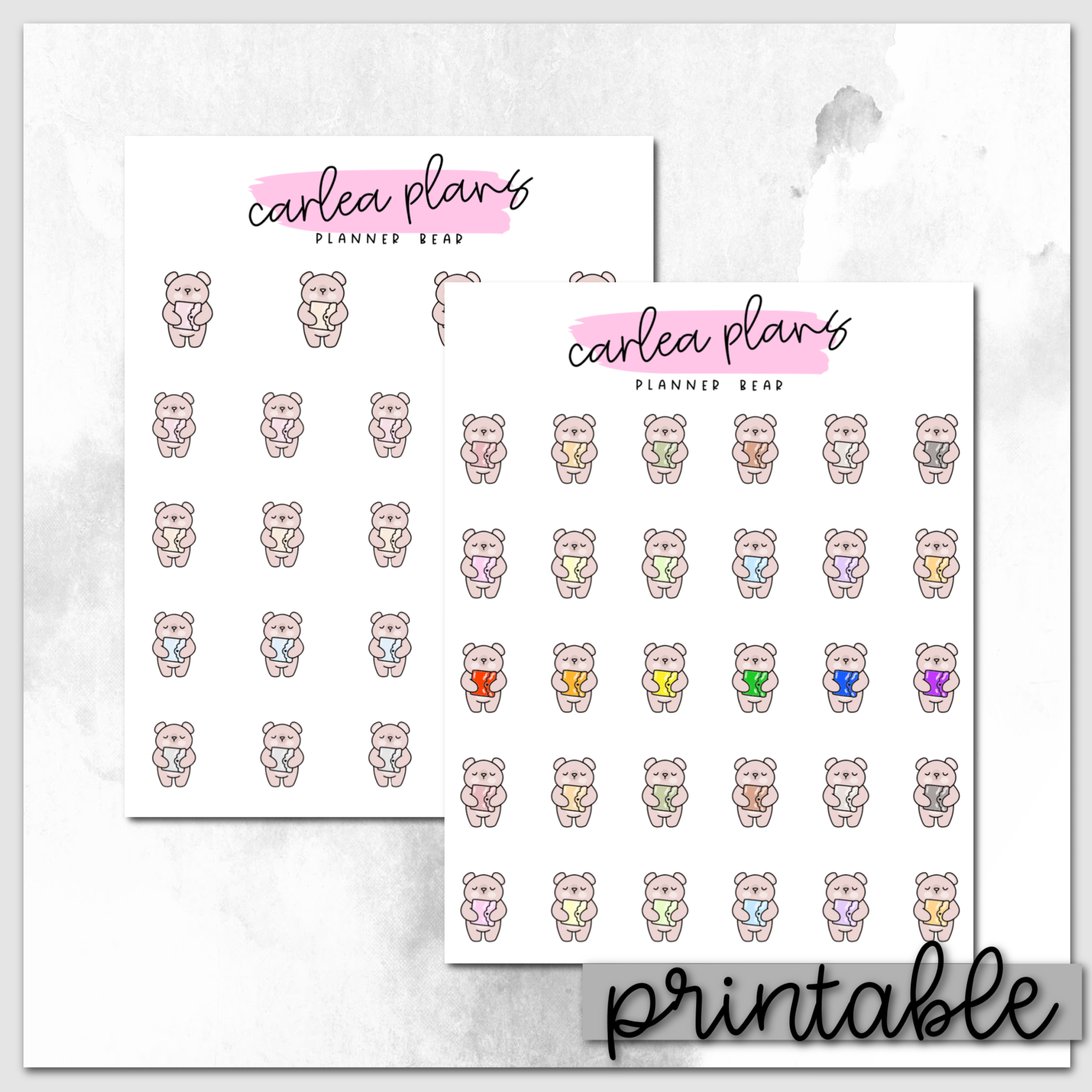 Planner Bear Icons Printable Characters CarleaPlans