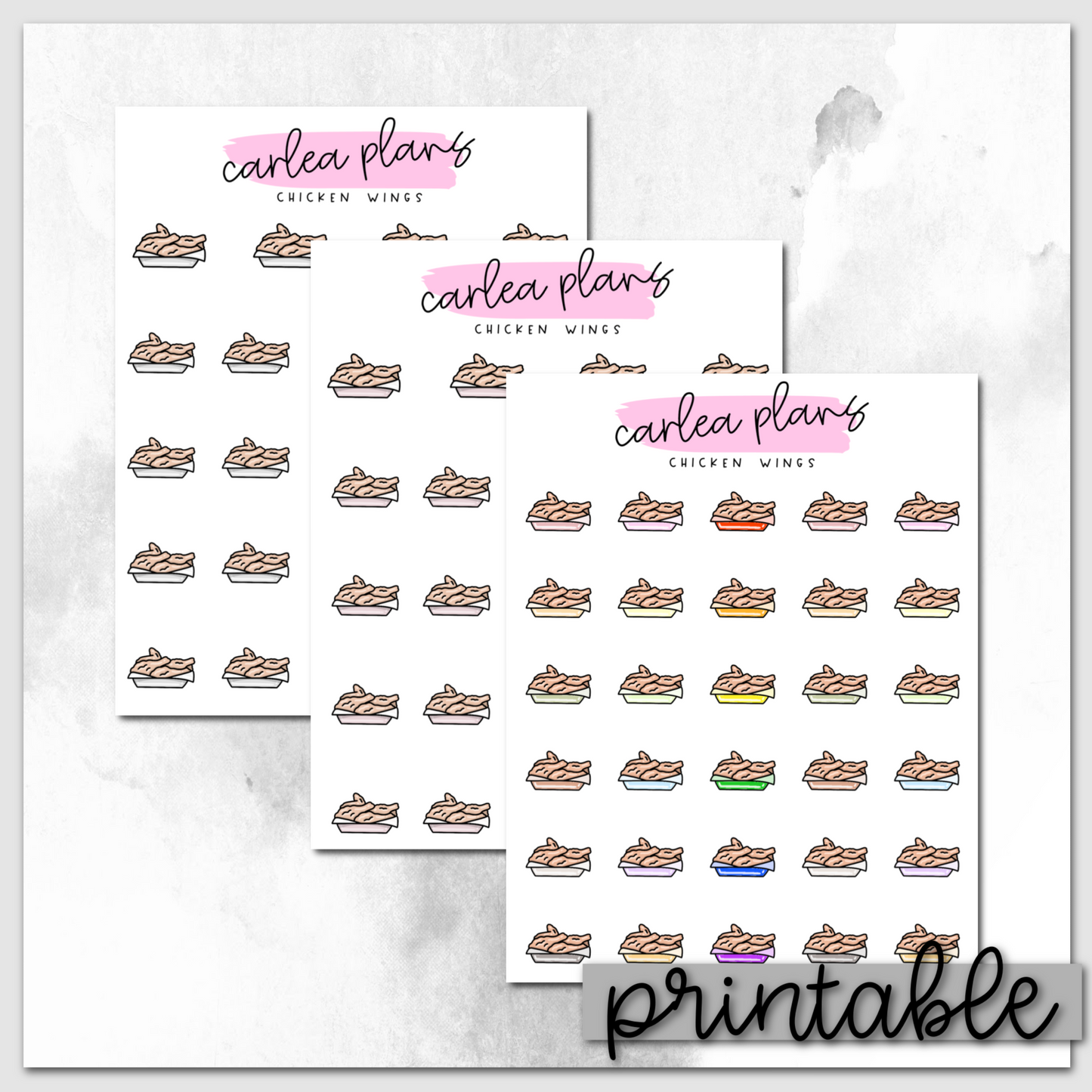 Chicken Wing Icons | Printable Icons