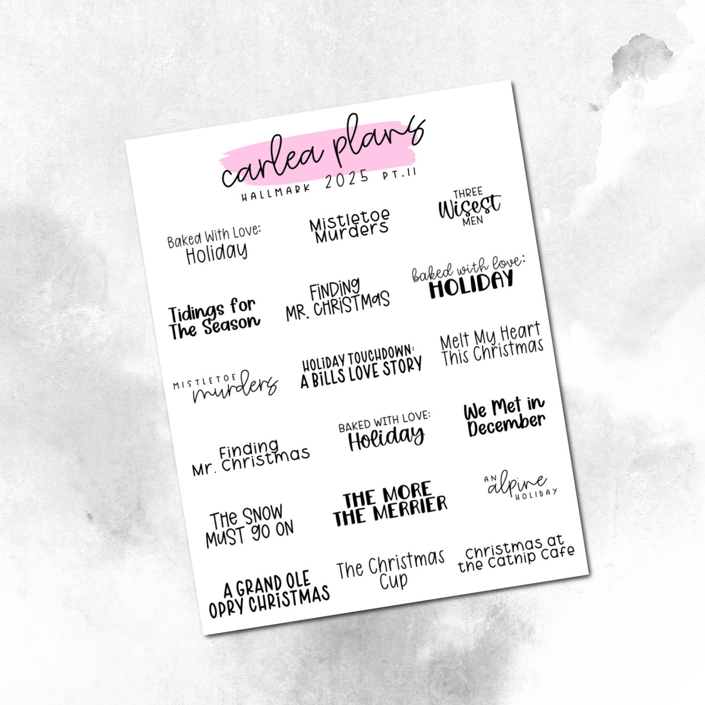 Christmas Movie Bucket List Scripts