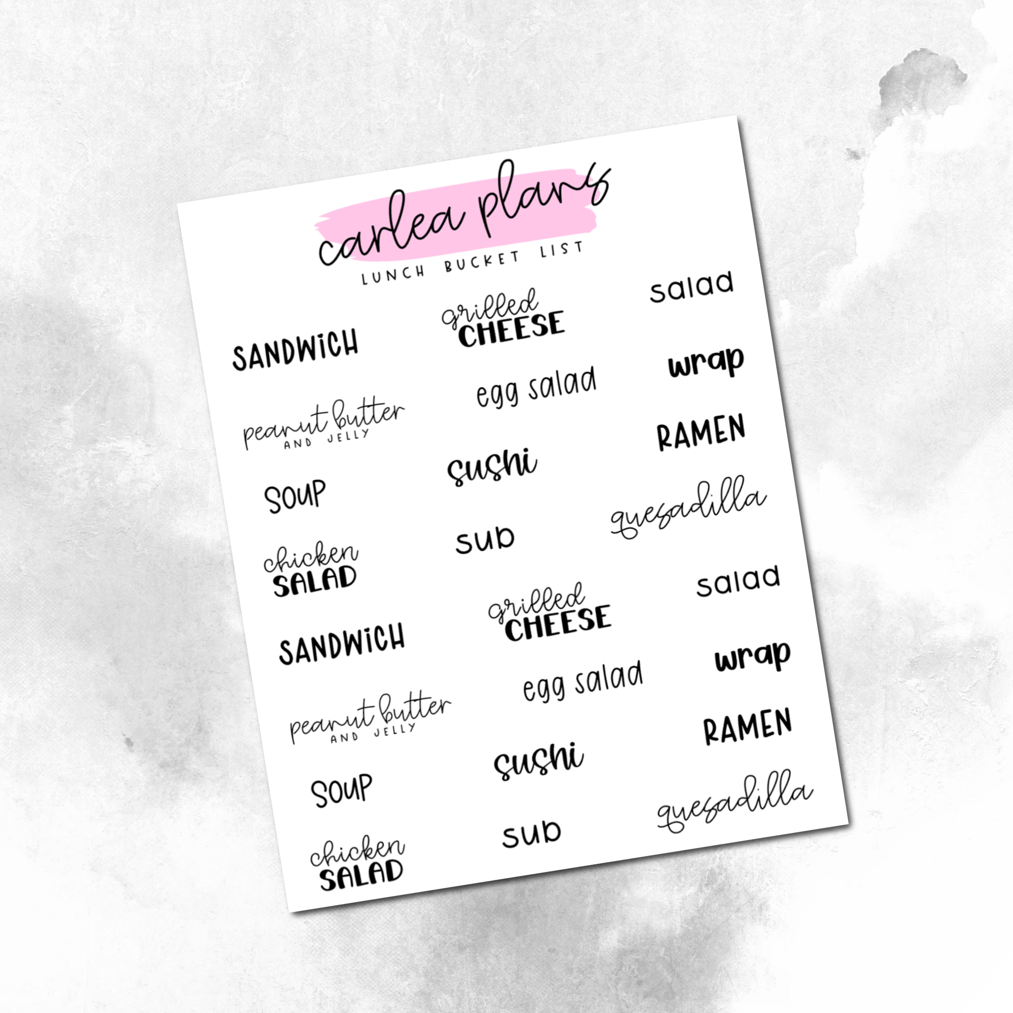 Lunch Sampler Scripts – CarleaPlans