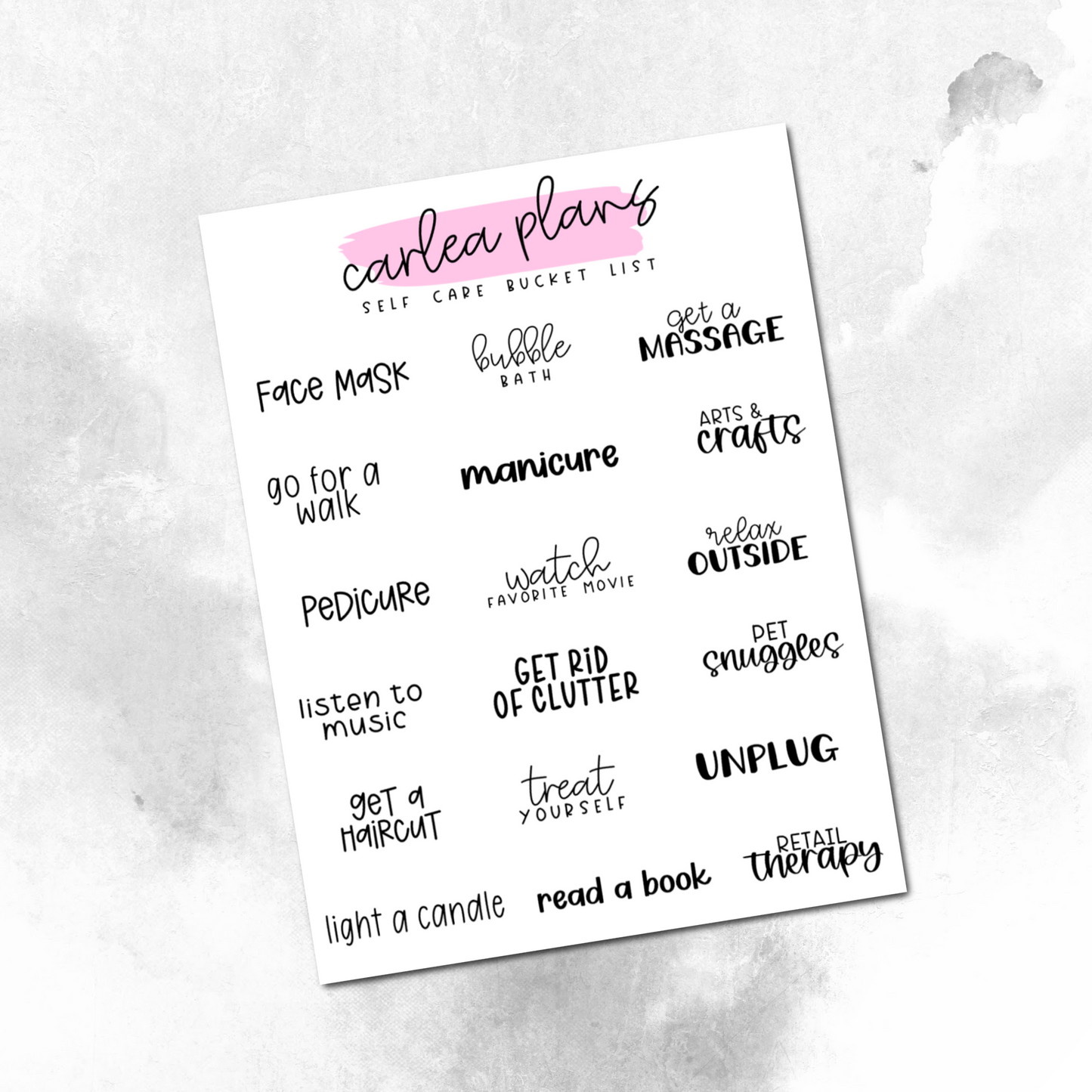 Self Care Bucket List Scripts