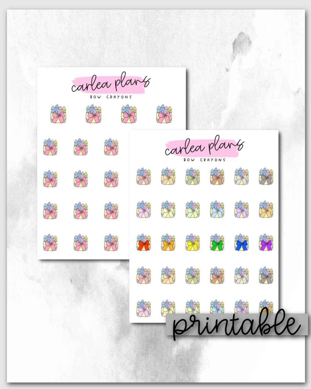 Bow Crayons Icons | Printable Icons