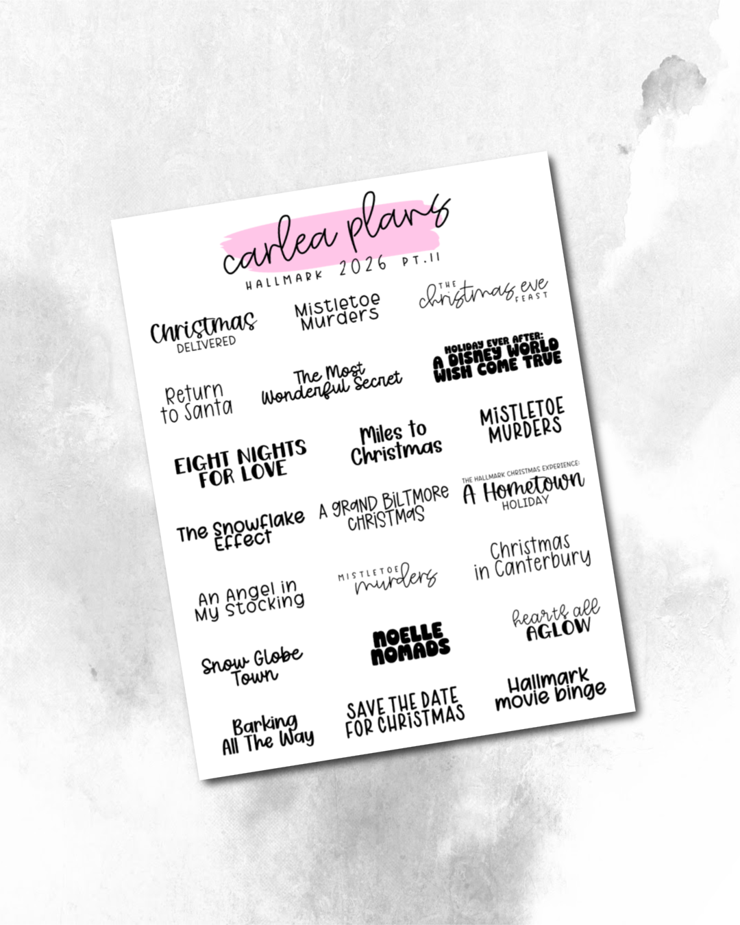 Christmas Movie Bucket List Scripts