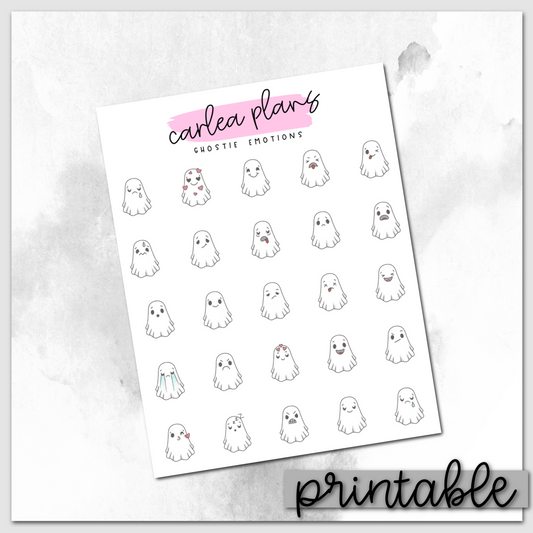 Ghostie Emotions Character | Printable Icons