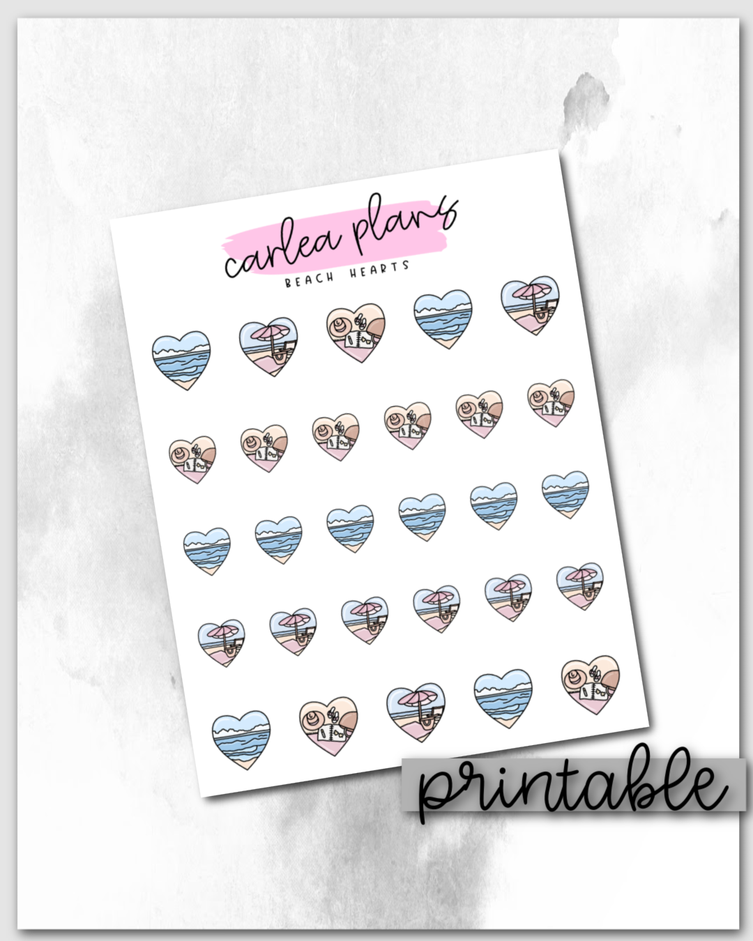 Beach Heart Deco | Printable Icons