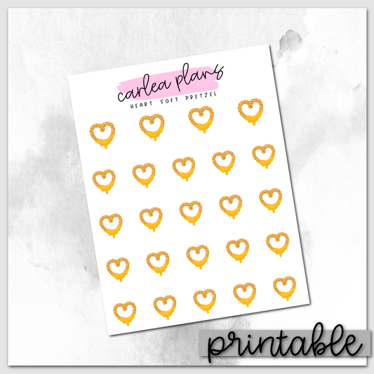 Heart Soft Pretzel Icons | Printable Icons