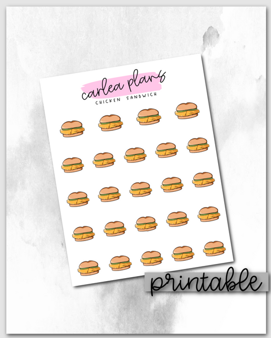 Chicken Sandwich Icons | Printable Icons