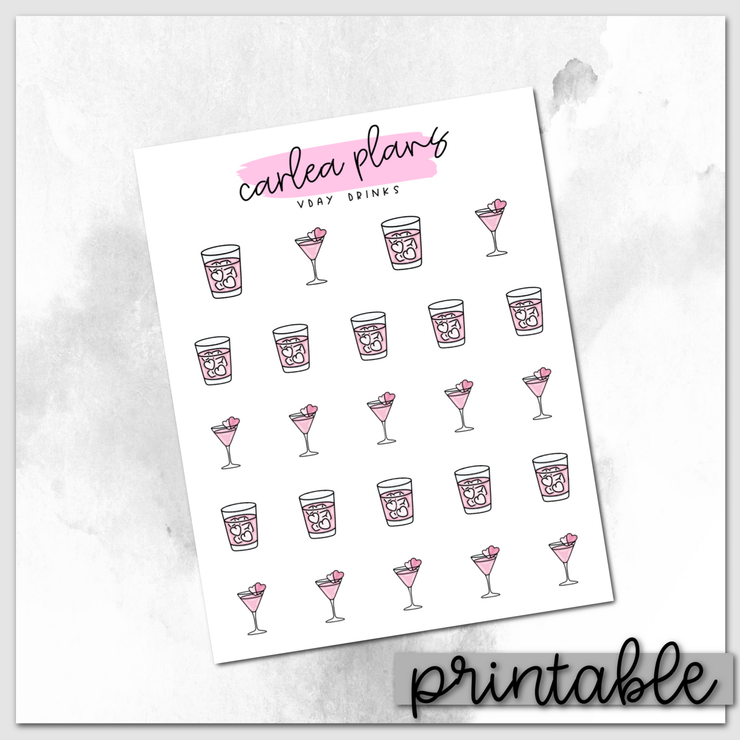 V-Day Drink Icons | Printable Icons