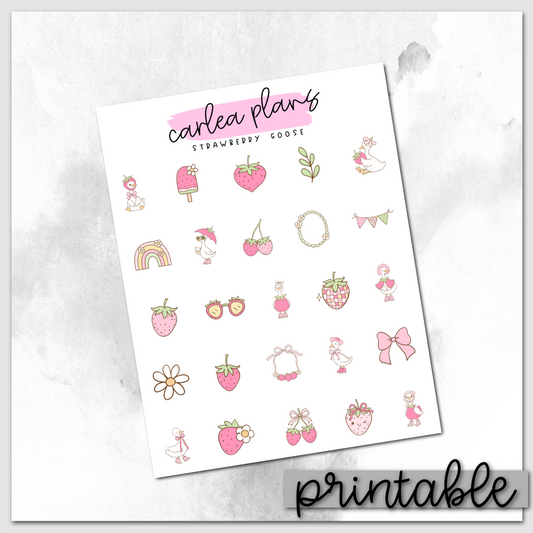 Strawberry Goose Deco | Printable Icons