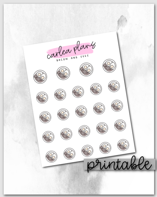 Bacon and Eggs Icons | Printable Icons