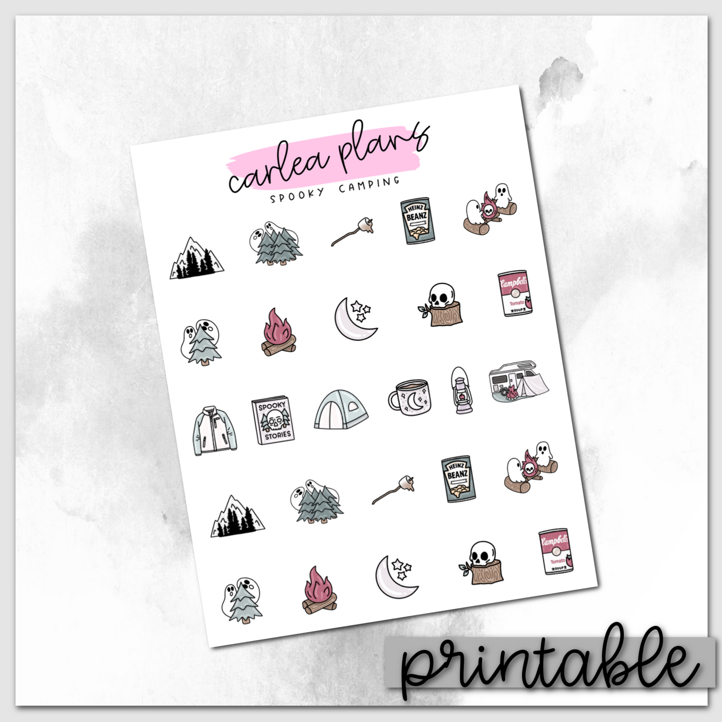 Spooky Camping Icons | Printable Icons