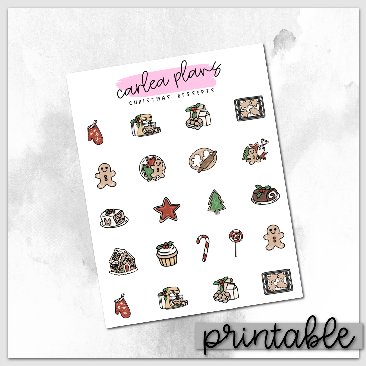 Christmas Desserts Icons | Classic | Printable Icons