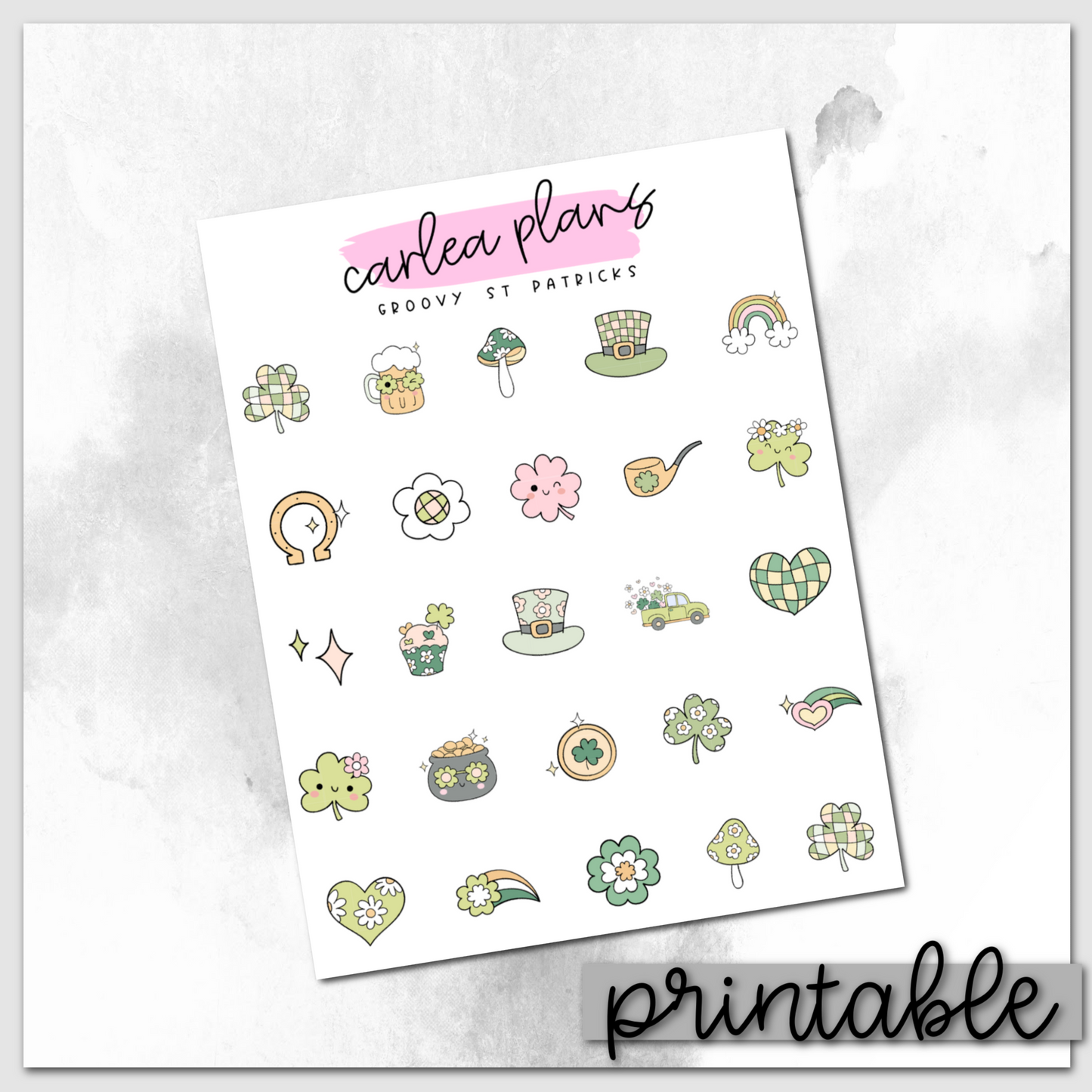 Groovy St Patrick's Deco | Printable Icons