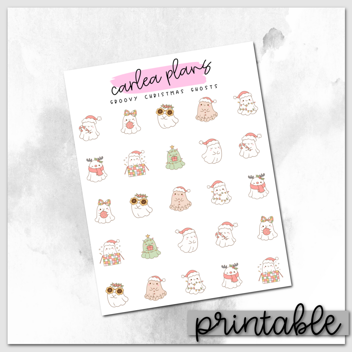 Groovy Christmas Ghosts | Printable Icons