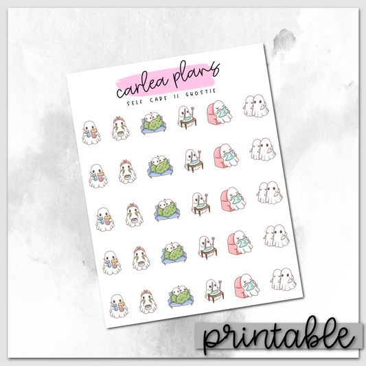 Self Care II Ghostie Character | Printable Icons