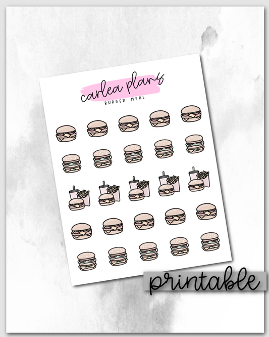 Burger Meal Icons | Printable Icons
