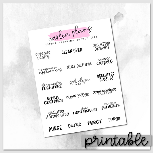 Spring Cleaning Bucket List Scripts | Printable Scripts