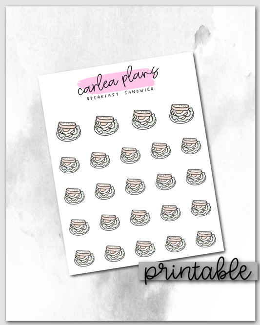 Breakfast Sandwich Icons | Printable Icons