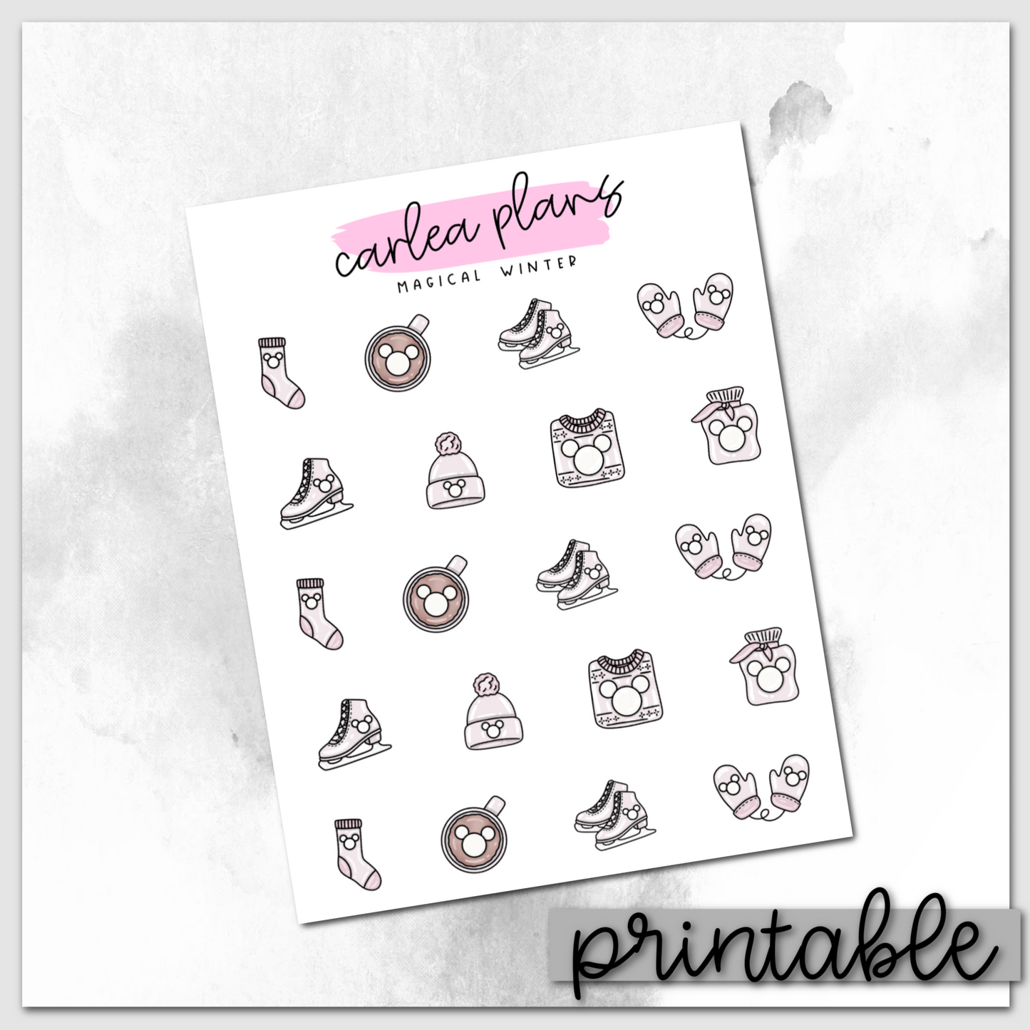 Magical Winter Icons | Pink | Printable Icons