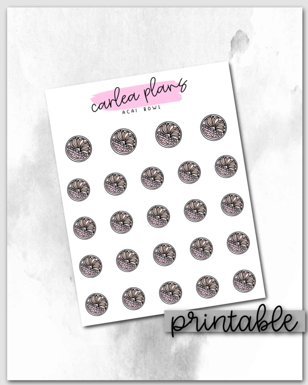 Acai Bowl Icons | Printable Icons