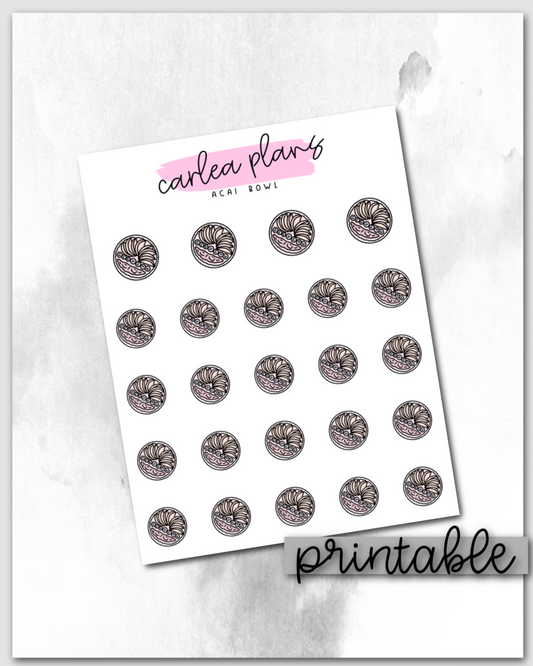 Acai Bowl Icons | Printable Icons
