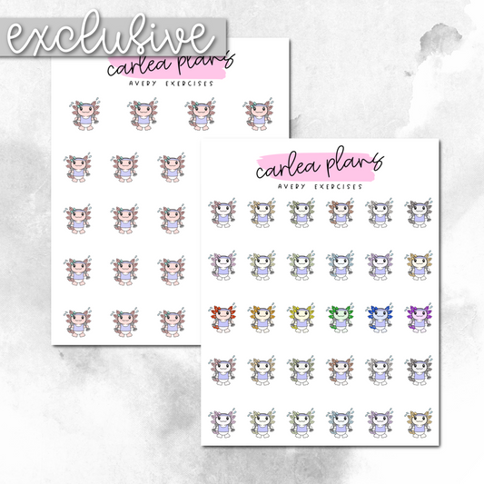 Avery Exercises | Character Stickers